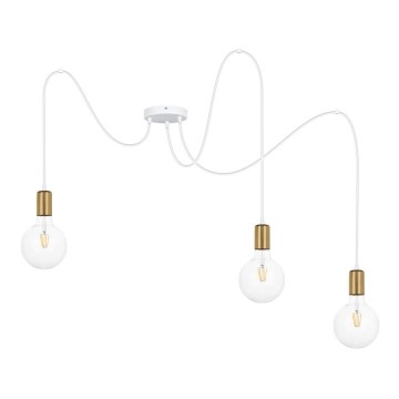 Chandelier on a string MIROS 3xE27/60W/230V spider white/gold
