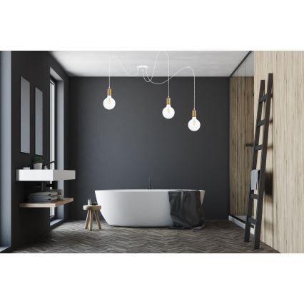Chandelier on a string MIROS 3xE27/60W/230V spider white/gold