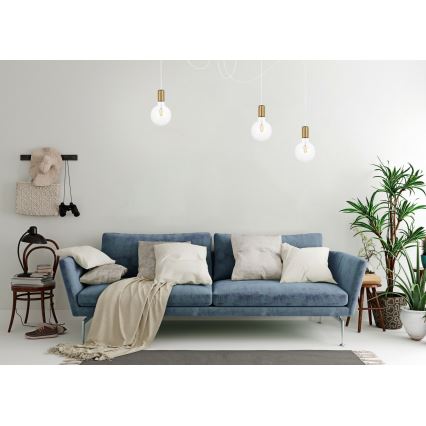 Chandelier on a string MIROS 3xE27/60W/230V spider white/gold
