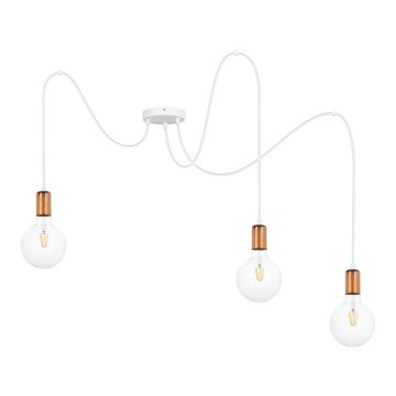 Chandelier on a string MIROS 3xE27/60W/230V white/copper