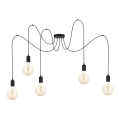Chandelier on a string MIROS 5xE27/60W/230V spider black