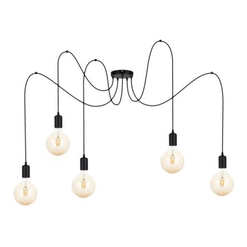 Chandelier on a string MIROS 5xE27/60W/230V spider black