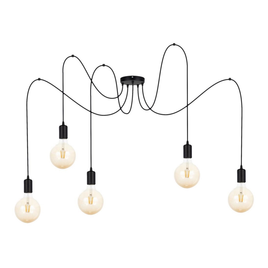 Chandelier on a string MIROS 5xE27/60W/230V spider black
