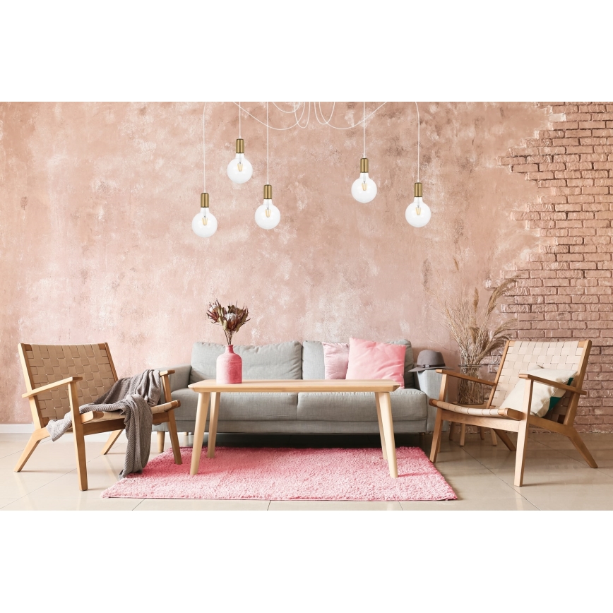 Chandelier on a string MIROS 5xE27/60W/230V spider white/gold