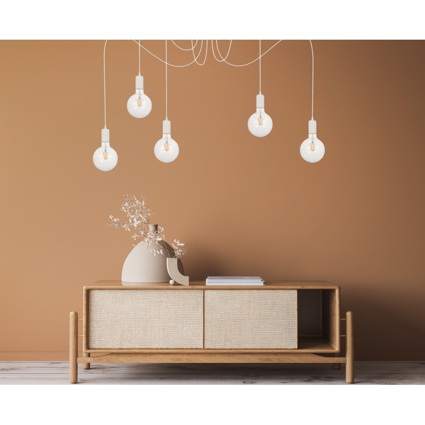 Chandelier on a string MIROS 5xE27/60W/230V spider white