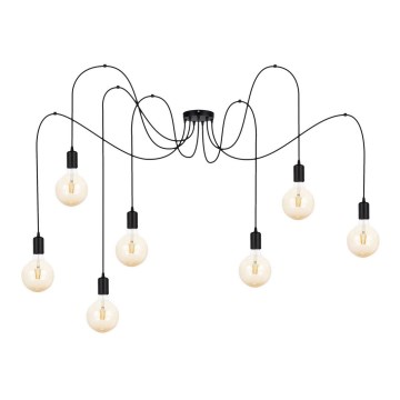 Chandelier on a string MIROS 7xE27/60W/230V spider black