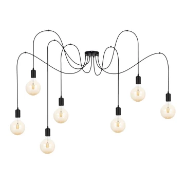 Chandelier on a string MIROS 7xE27/60W/230V spider black