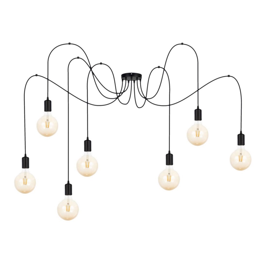 Chandelier on a string MIROS 7xE27/60W/230V spider black