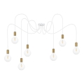 Chandelier on a string MIROS 7xE27/60W/230V spider white/gold
