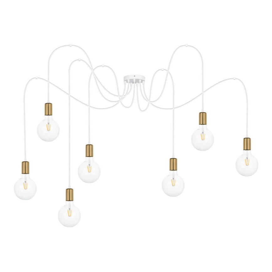 Chandelier on a string MIROS 7xE27/60W/230V spider white/gold