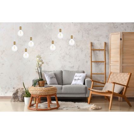 Chandelier on a string MIROS 7xE27/60W/230V spider white/gold