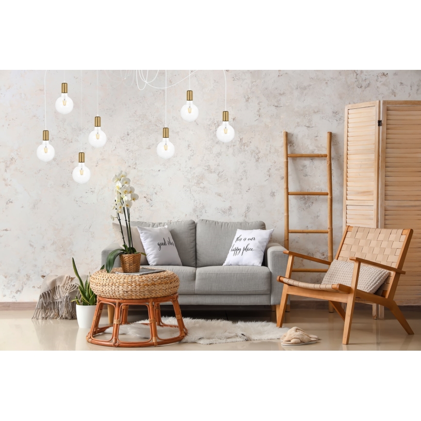 Chandelier on a string MIROS 7xE27/60W/230V spider white/gold