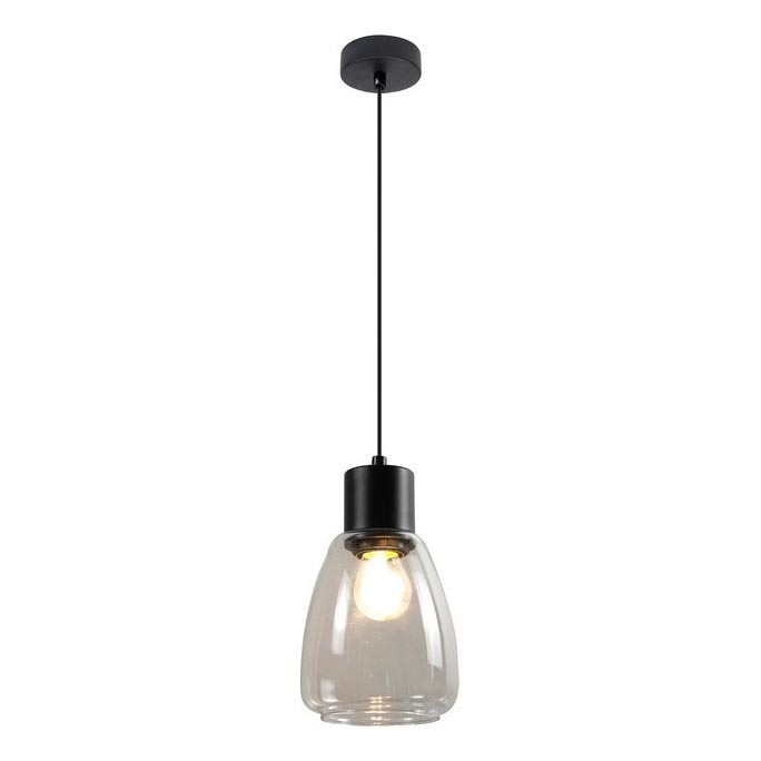 Chandelier on a string MOLDO 1xE27/40W/230V black/clear
