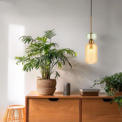 Chandelier on a string MOLLY 1xE14/40W/230V d. 12 cm gold/orange/green