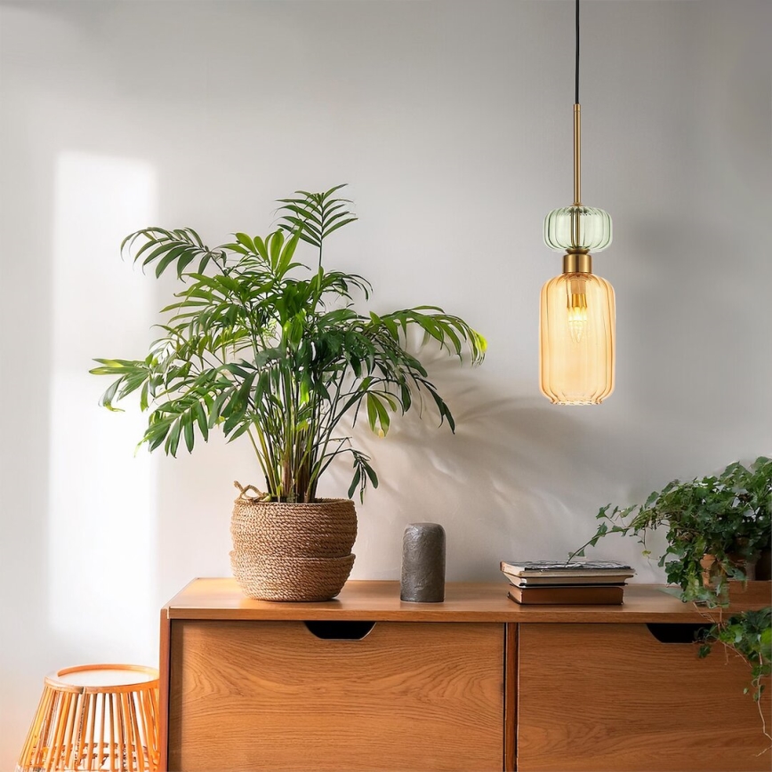 Chandelier on a string MOLLY 1xE14/40W/230V d. 12 cm gold/orange/green