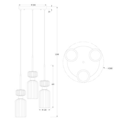 Chandelier on a string MOLLY 3xE14/40W/230V d. 38 cm colorful