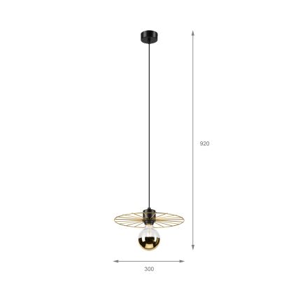 Chandelier on a string MONTANA 1xE27/15W/230V d. 30 cm gold/black