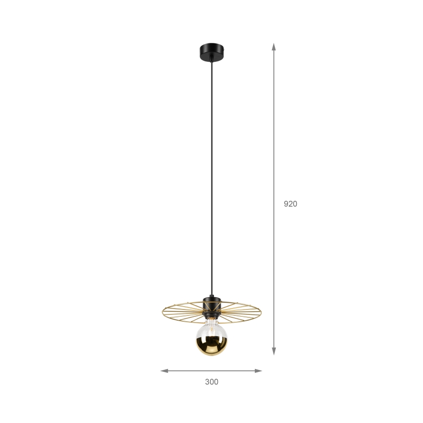 Chandelier on a string MONTANA 1xE27/15W/230V d. 30 cm gold/black