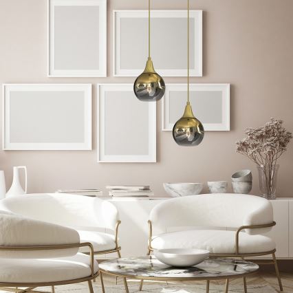 Chandelier on a string MONTE 1xE27/60W/230V d. 15 cm gold