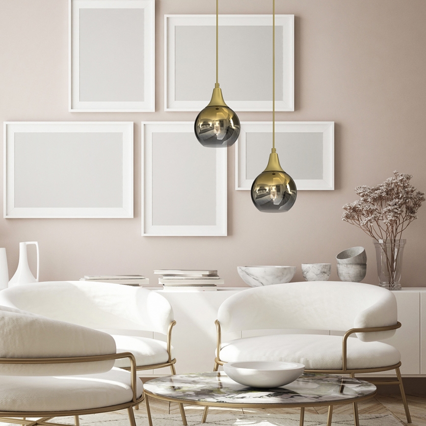 Chandelier on a string MONTE 1xE27/60W/230V d. 15 cm gold