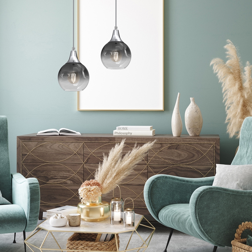 Chandelier on a string MONTE 1xE27/60W/230V d. 15 cm matte chrome