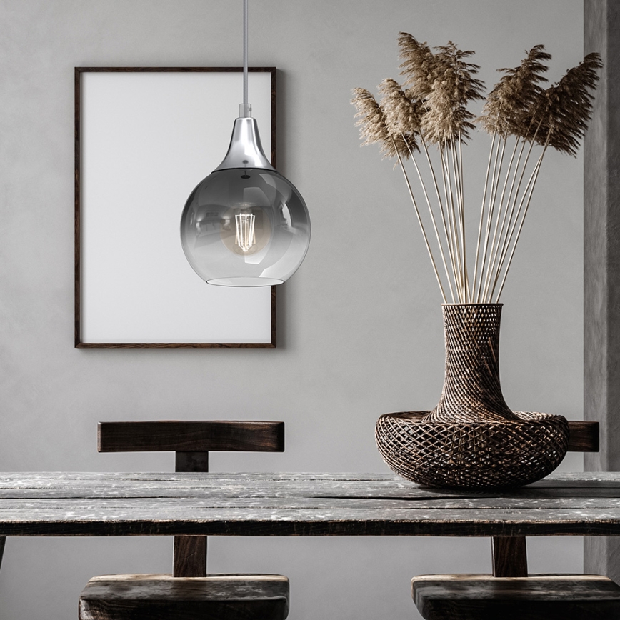 Chandelier on a string MONTE 1xE27/60W/230V d. 15 cm matte chrome