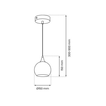 Chandelier on a string MONTE 1xE27/60W/230V d. 15 cm matte chrome