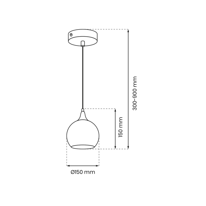 Chandelier on a string MONTE 1xE27/60W/230V d. 15 cm matte chrome