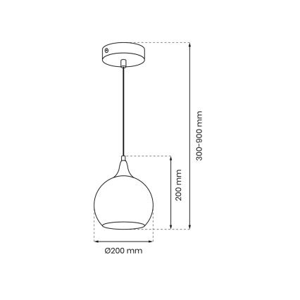 Chandelier on a string MONTE 1xE27/60W/230V d. 20 cm matte chrome