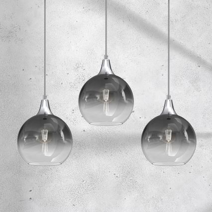 Chandelier on a string MONTE 3xE27/60W/230V d. 20 cm matte chrome