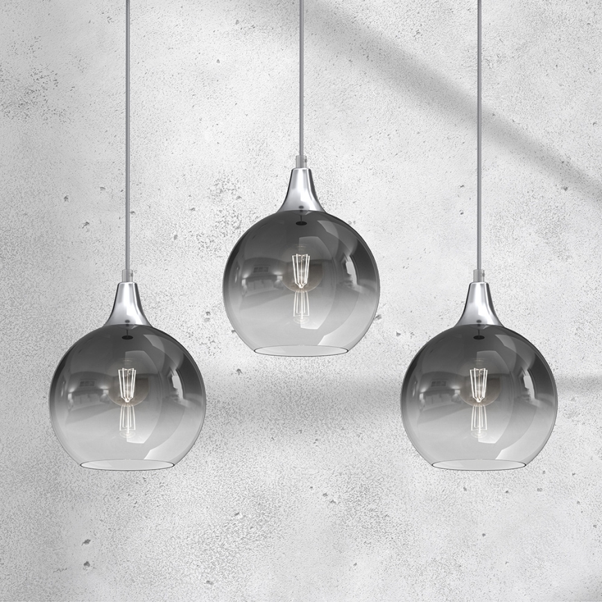 Chandelier on a string MONTE 3xE27/60W/230V d. 20 cm matte chrome