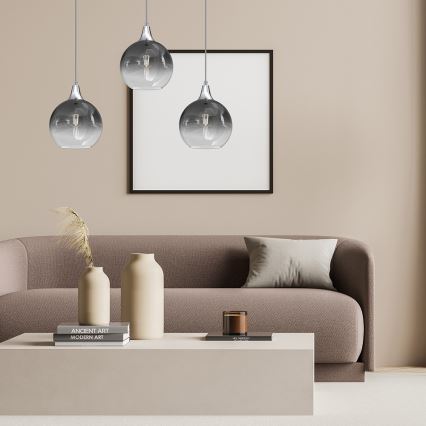 Chandelier on a string MONTE 3xE27/60W/230V d. 20 cm matte chrome