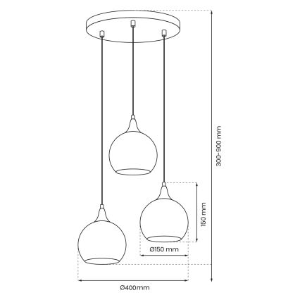 Chandelier on a string MONTE 3xE27/60W/230V matte chrome