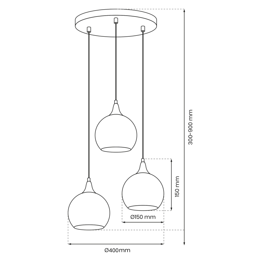 Chandelier on a string MONTE 3xE27/60W/230V matte chrome