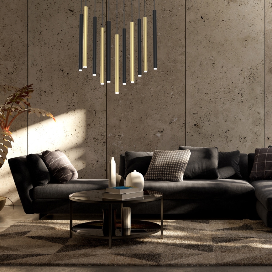 Chandelier on a string MONZA 11xG9/8W/230V black/gold