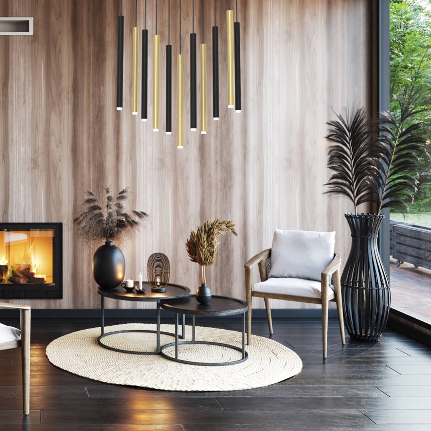 Chandelier on a string MONZA 11xG9/8W/230V black/gold