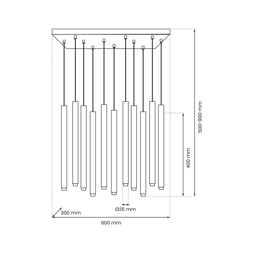 Chandelier on a string MONZA 11xG9/8W/230V black