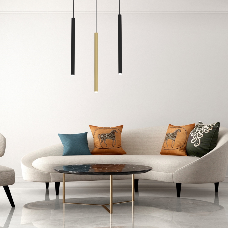 Chandelier on a string MONZA 3xG9/8W/230V black/gold