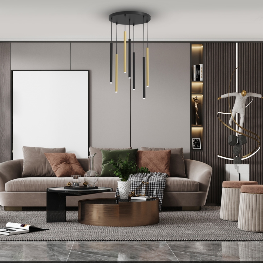 Chandelier on a string MONZA 7xG9/8W/230V black/gold