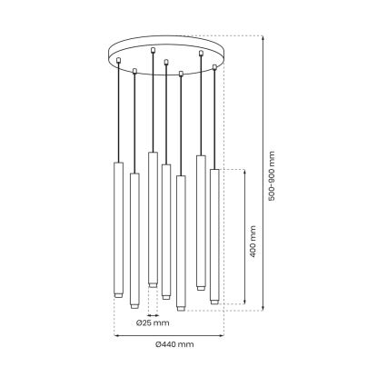 Chandelier on a string MONZA 7xG9/8W/230V black/gold