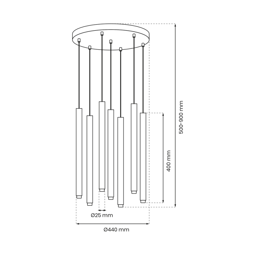 Chandelier on a string MONZA 7xG9/8W/230V black