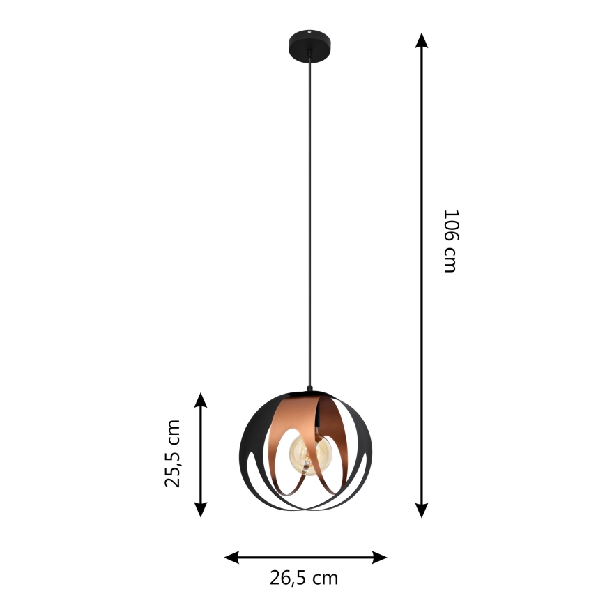 Chandelier on a string MOONLIGHT 1xE27/15W/230V black/copper