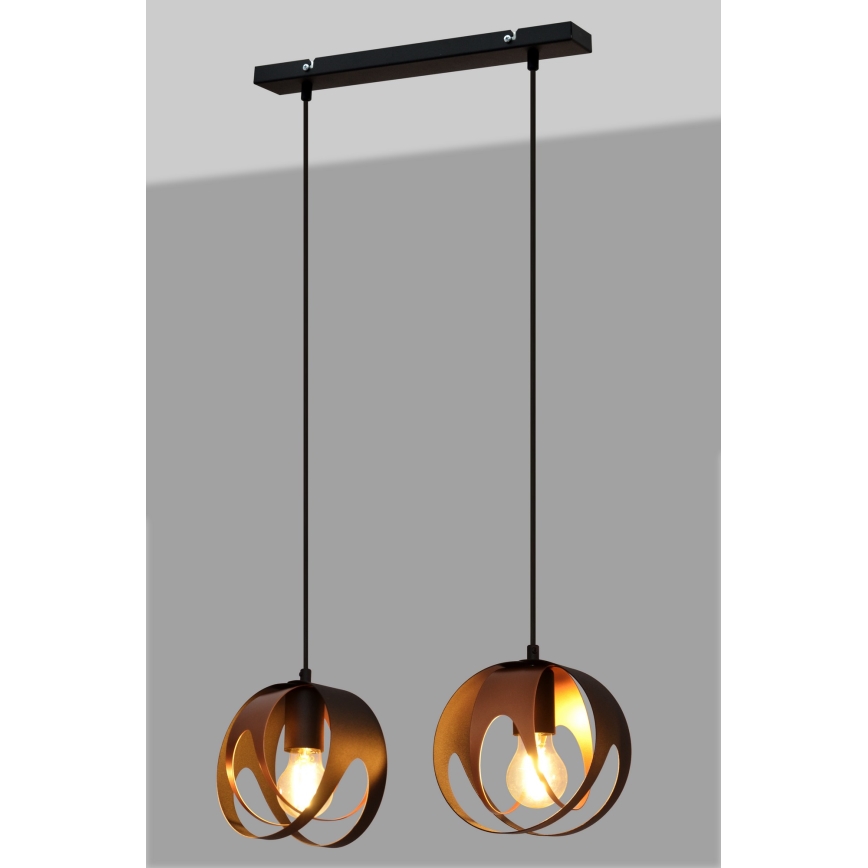 Chandelier on a string MOONLIGHT 2xE27/15W/230V black/copper