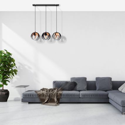 Chandelier on a string MOONLIGHT 3xE27/15W/230V black/copper
