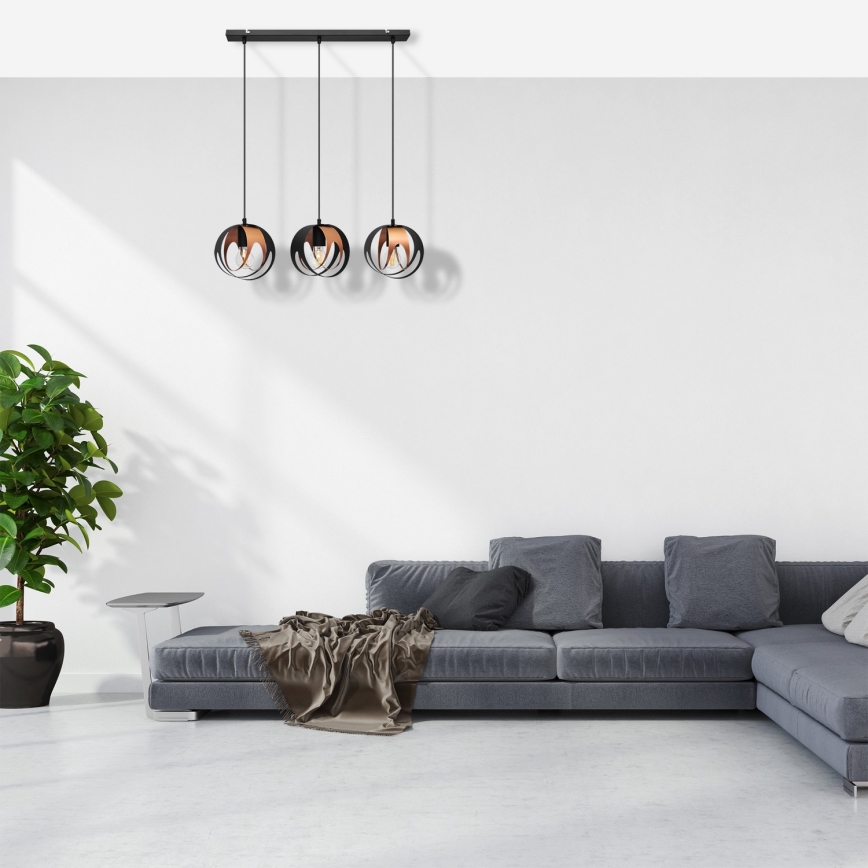 Chandelier on a string MOONLIGHT 3xE27/15W/230V black/copper