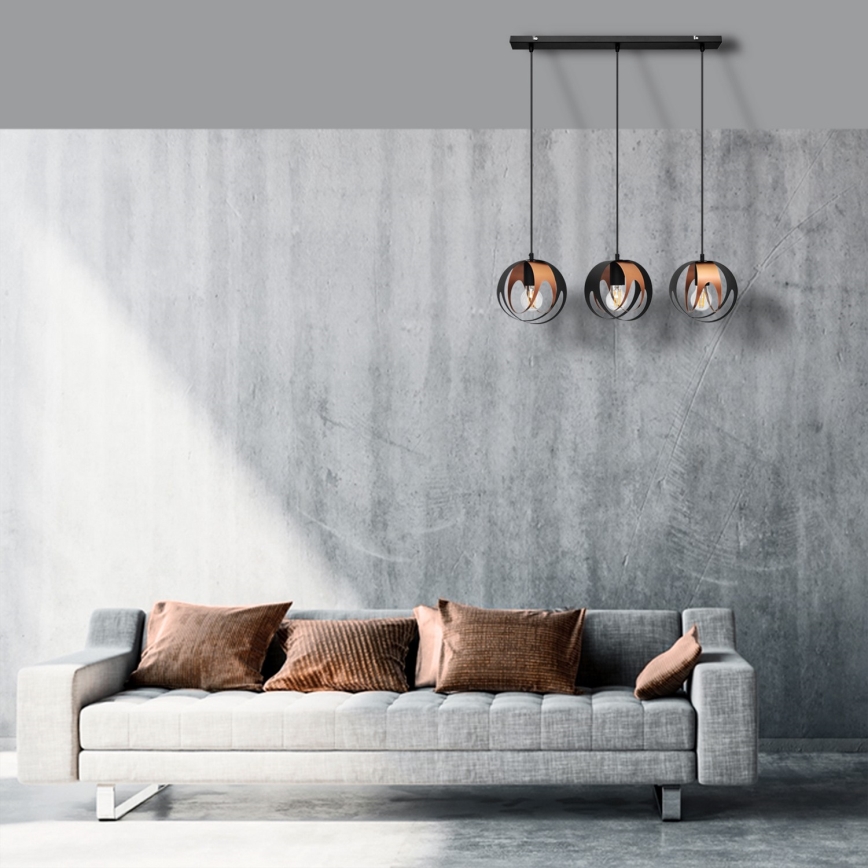 Chandelier on a string MOONLIGHT 3xE27/15W/230V black/copper