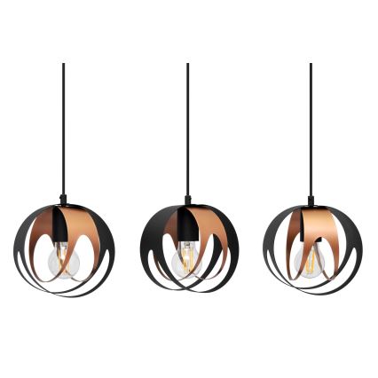 Chandelier on a string MOONLIGHT 3xE27/15W/230V black/copper