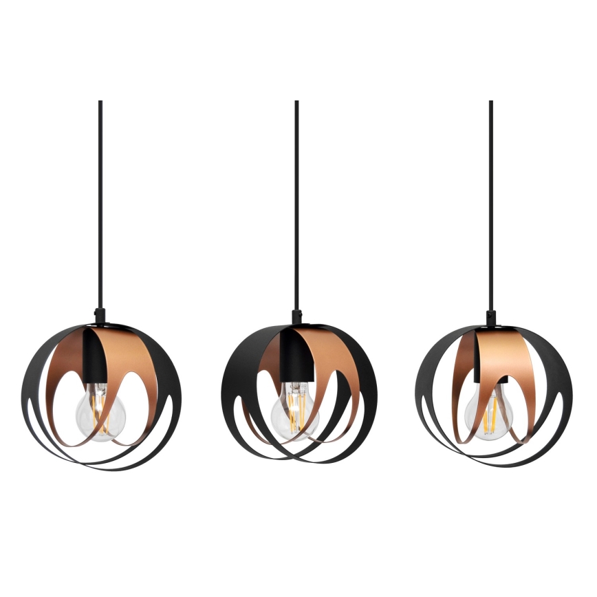 Chandelier on a string MOONLIGHT 3xE27/15W/230V black/copper