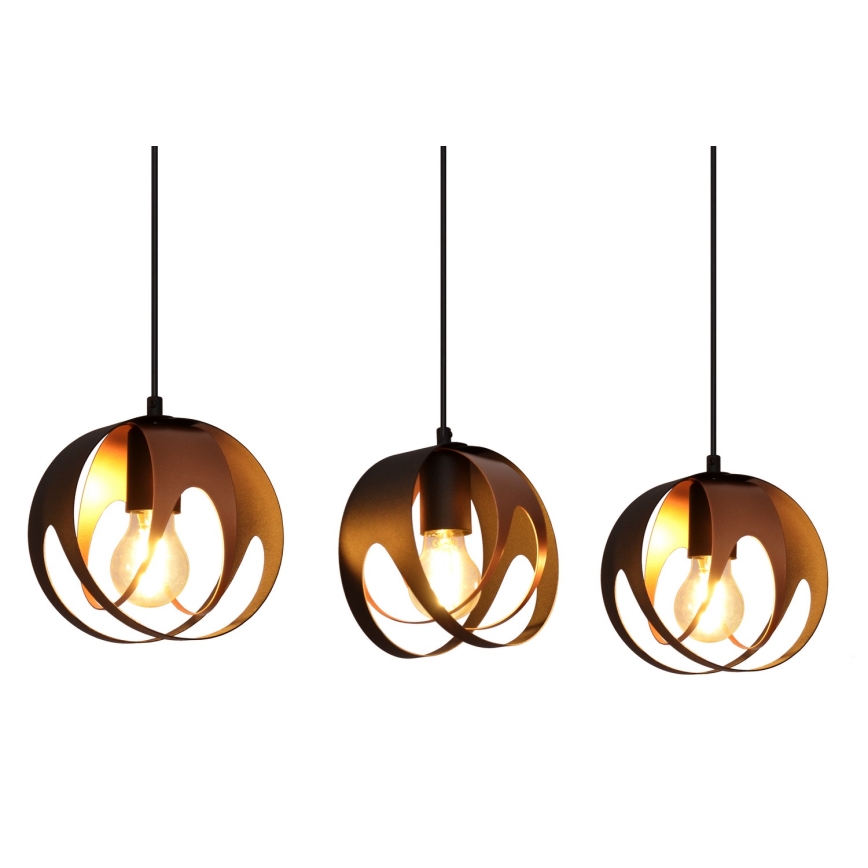 Chandelier on a string MOONLIGHT 3xE27/15W/230V black/copper