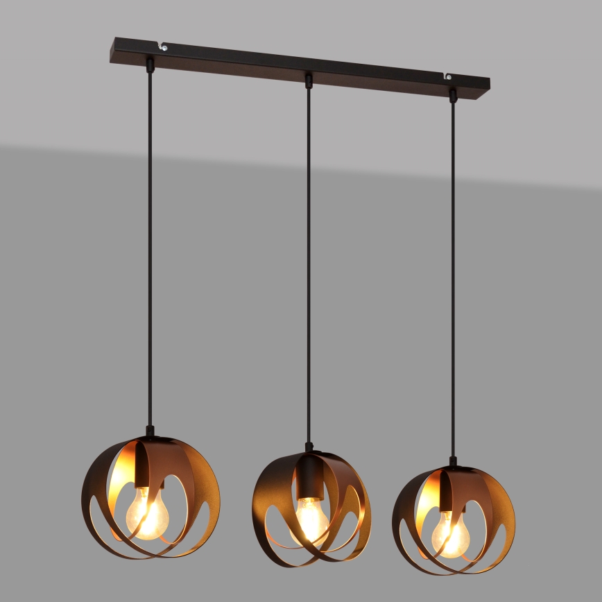Chandelier on a string MOONLIGHT 3xE27/15W/230V black/copper